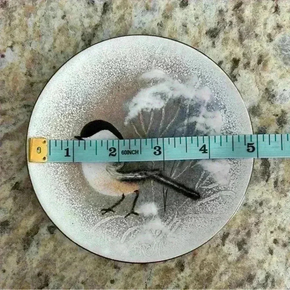 Norman Brumm Enamel On Copper Chickadee Bird Small Plate 4.75” Signed Vintage - Picture 4 of 4